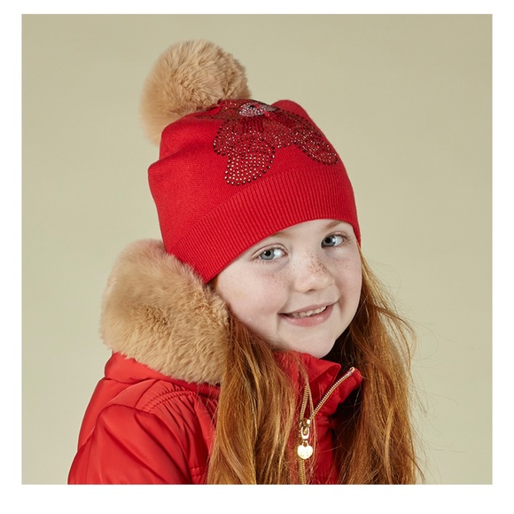 A Dee Red Teddy Pom-Pom Hat - Picture 2 of 5